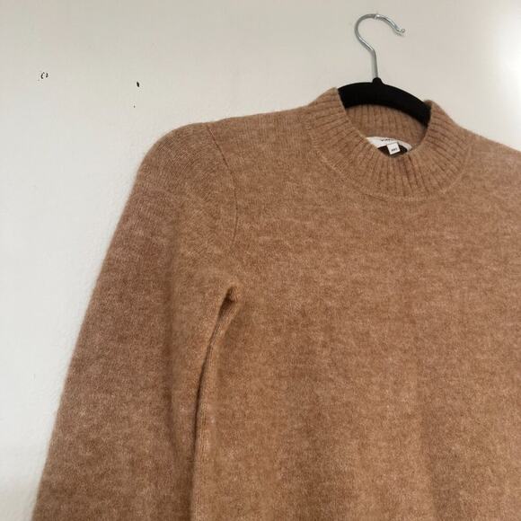 Vince Contrast Tip Tan Wool Alpaca Blend Crewneck Pullover Sweater - Picture 6 of 10